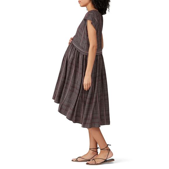 Hatch Paulina Dress Brown Pink Empire Waist Cap Sleeve Shift Maternity SZ M - Picture 5 of 8